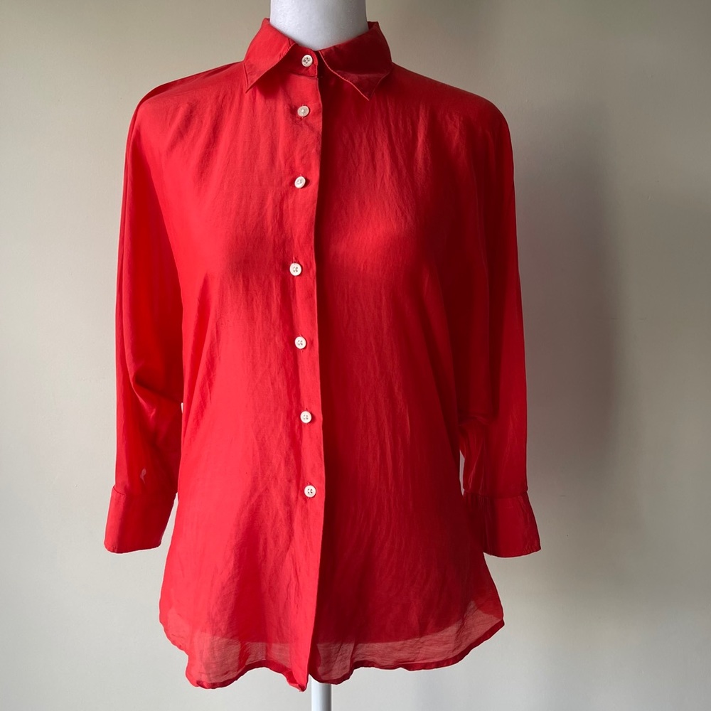 Lauren by Ralph Lauren Orange Linen Blouse Size 4